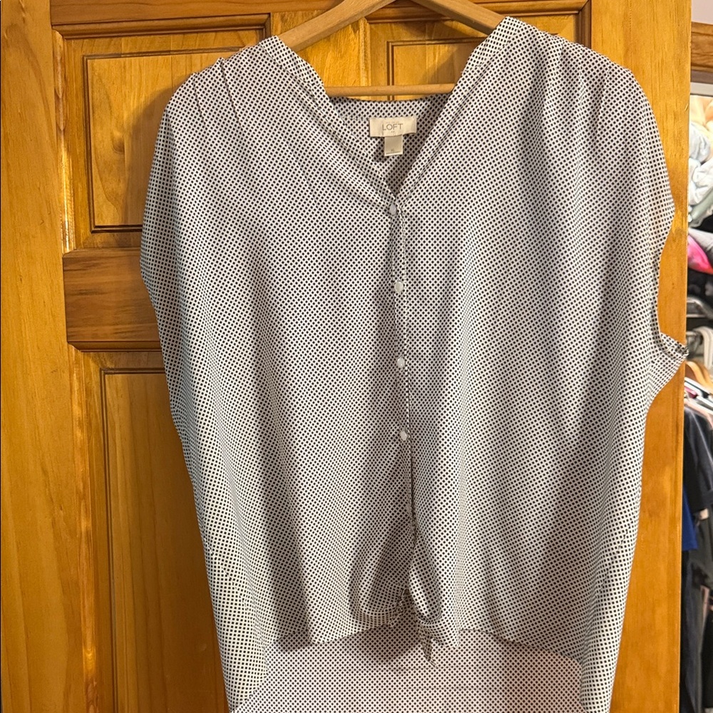 LOFT Black and White Button-Down Blouse
